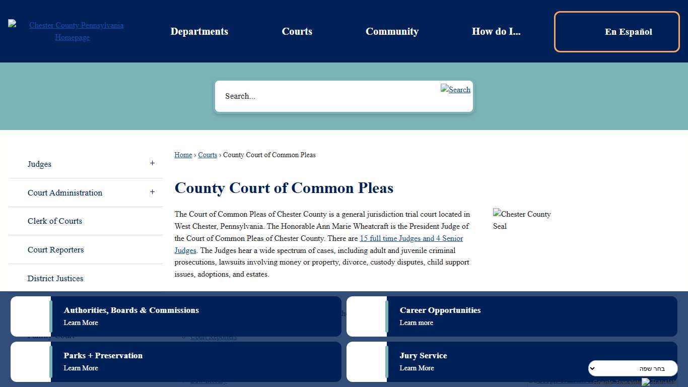County Court of Common Pleas Chester County, PA - Official Website